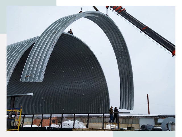 Полукруглые ангары в Пушкино